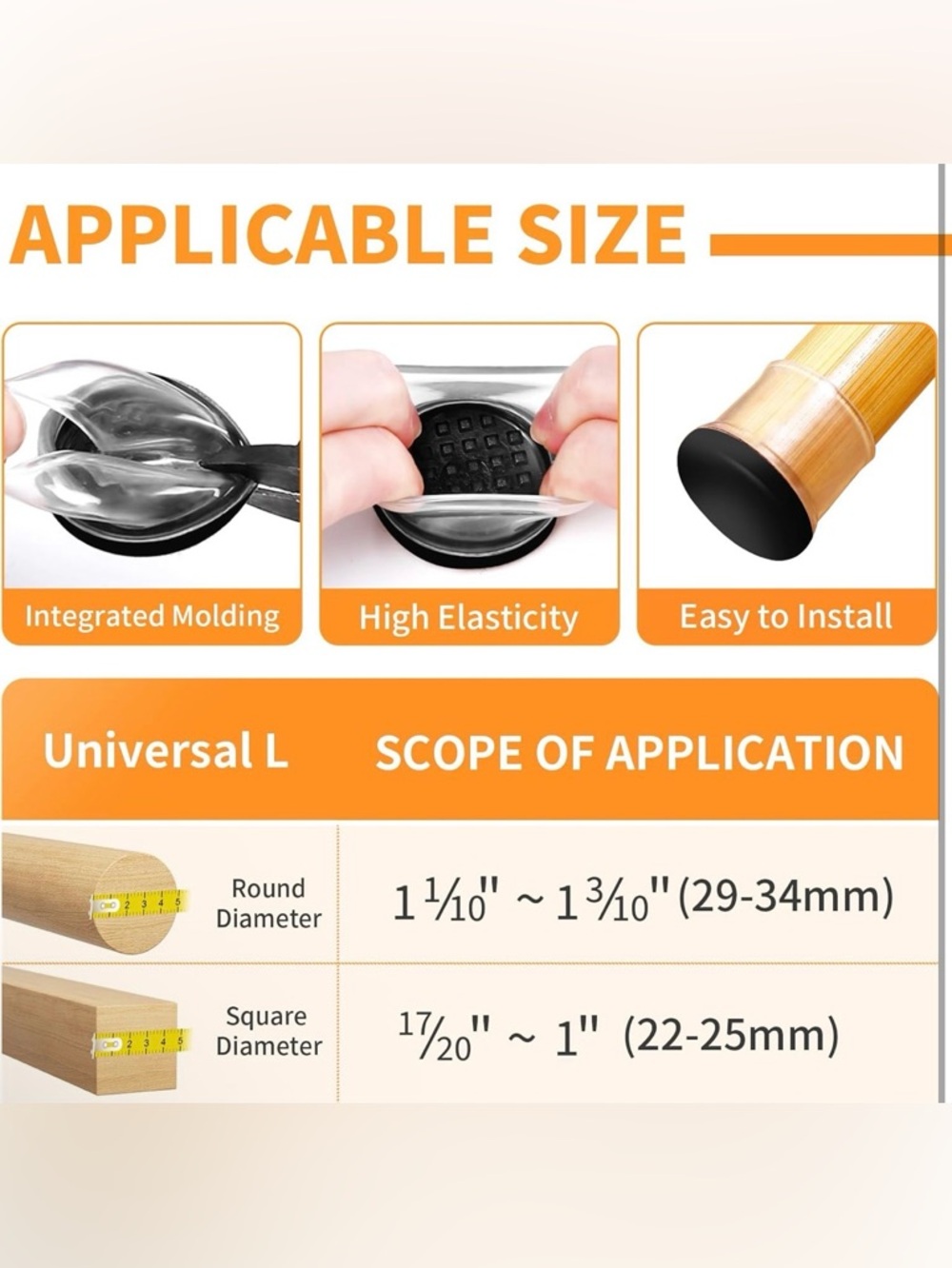 Clear Silicone Chair Leg Protector Sliders with Black Caps (24 Pc) - NWTO - Picture 2 of 9